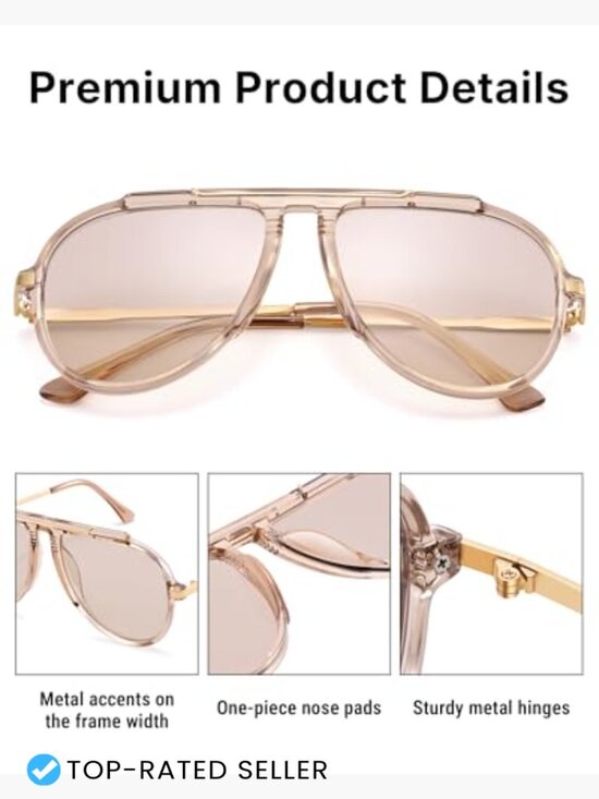 Oversized Square Sunglasses Retro 70s Style UV400 Protection Lightweight